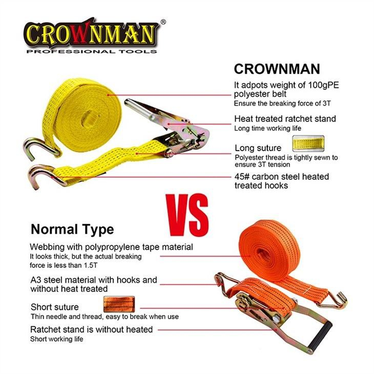 Cuerda tensora para automóvil CROWNMAN, cuerda de amarre con trinquete