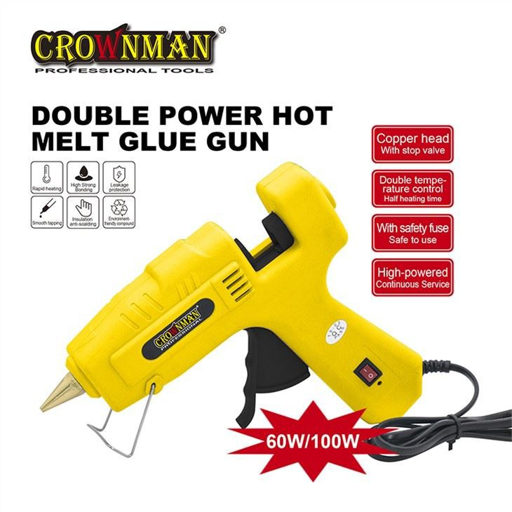 Pistola de pegamento termofusible CROWNMAN de 60 W y 100 W